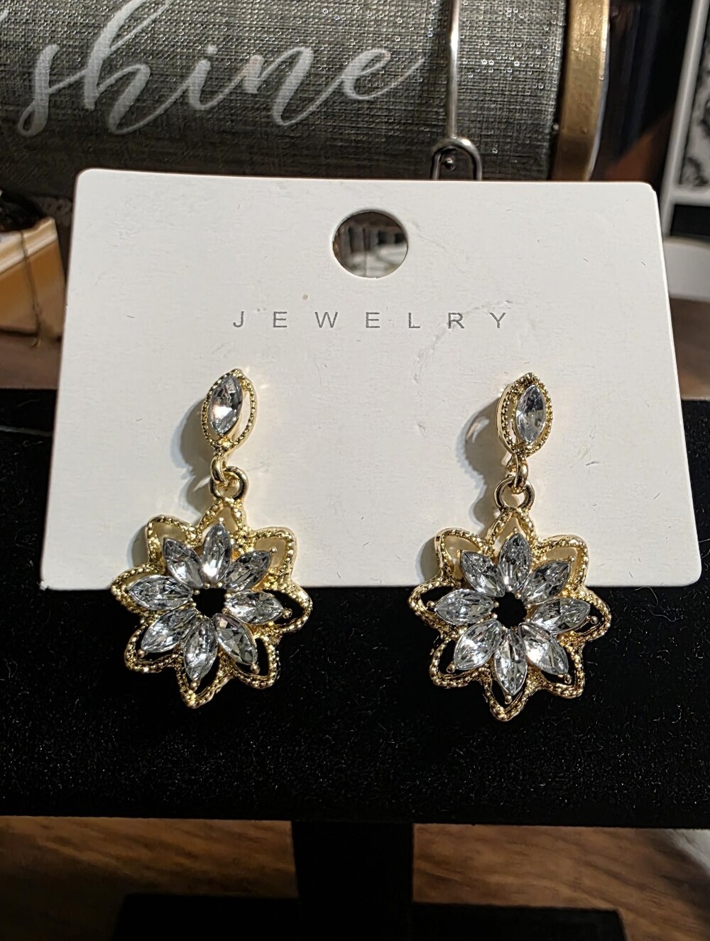 Gold Plated Dainty Zirconia Flower Hollow Stud Earrings
